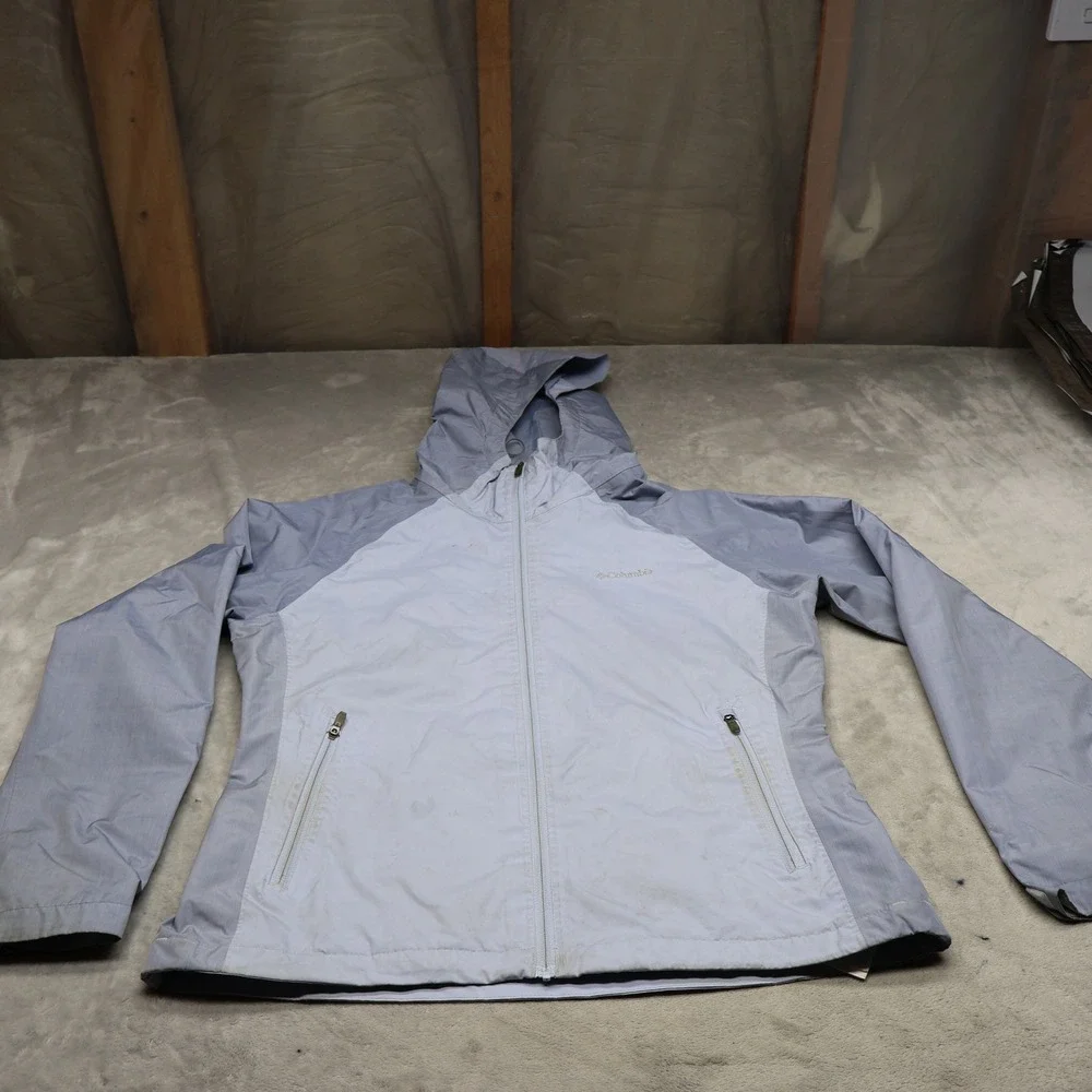 Columbia Jacket Womens Medium Blue Omni Heat Thermal Full Zip Rain Wind Fall